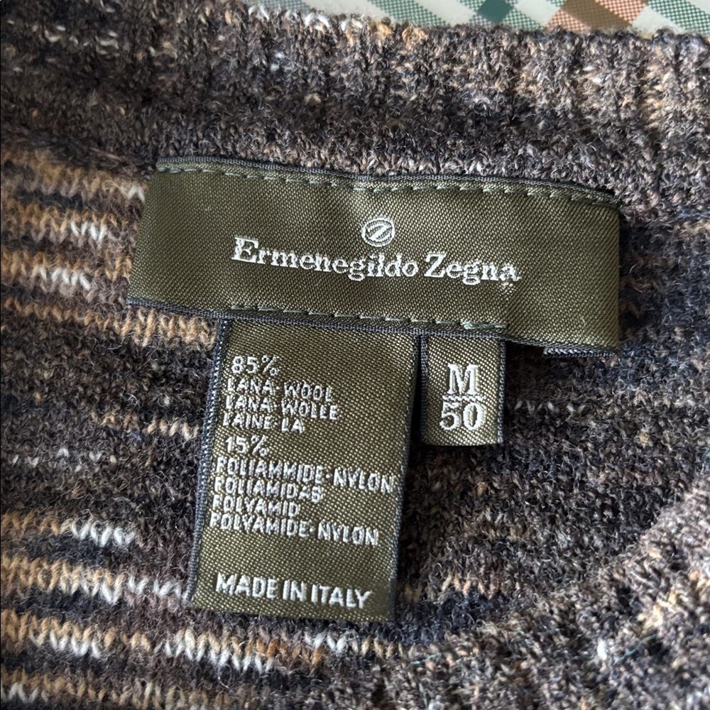 Zegna Lightweight Wool Blend V-Neck in an Earthy Multi-Tonal Knit - Size 50/M - Picture 4 of 14